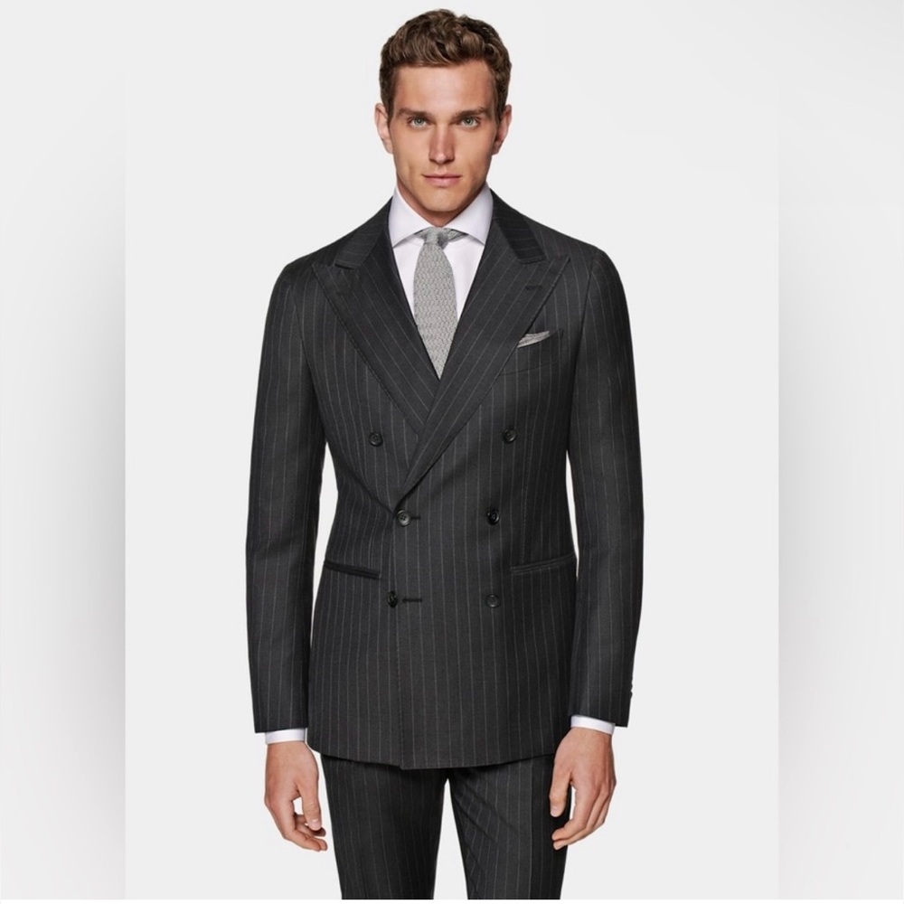 Suitsupply Grey Pinstripe Double Breasted Suit 44r